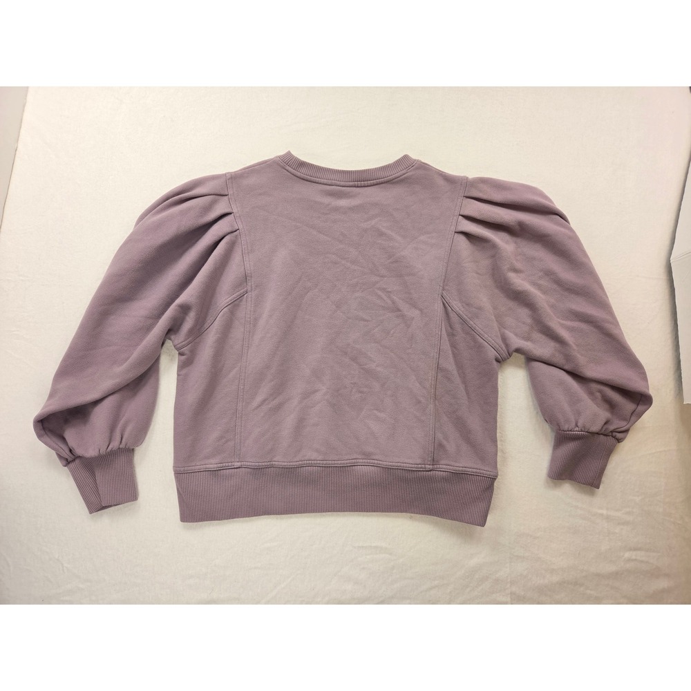 Lilac Lavender Purple Balloon Sleeve Crew Neck Boxy Cotton Sweatshirt Women M